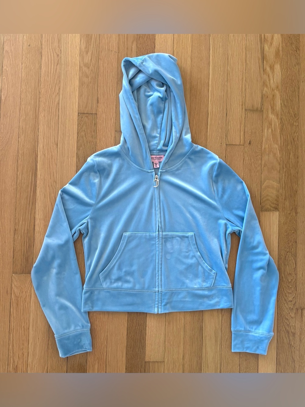 Vtg 2000s Juicy Couture Tracksuit Jacket Blue Velour Zip Up Hoody Queen Crown XL